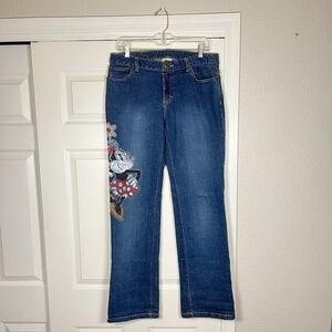 Vintage Disney Minnie Mouse Painted Jeans Womens 10 Blue Mid Rise Distressed